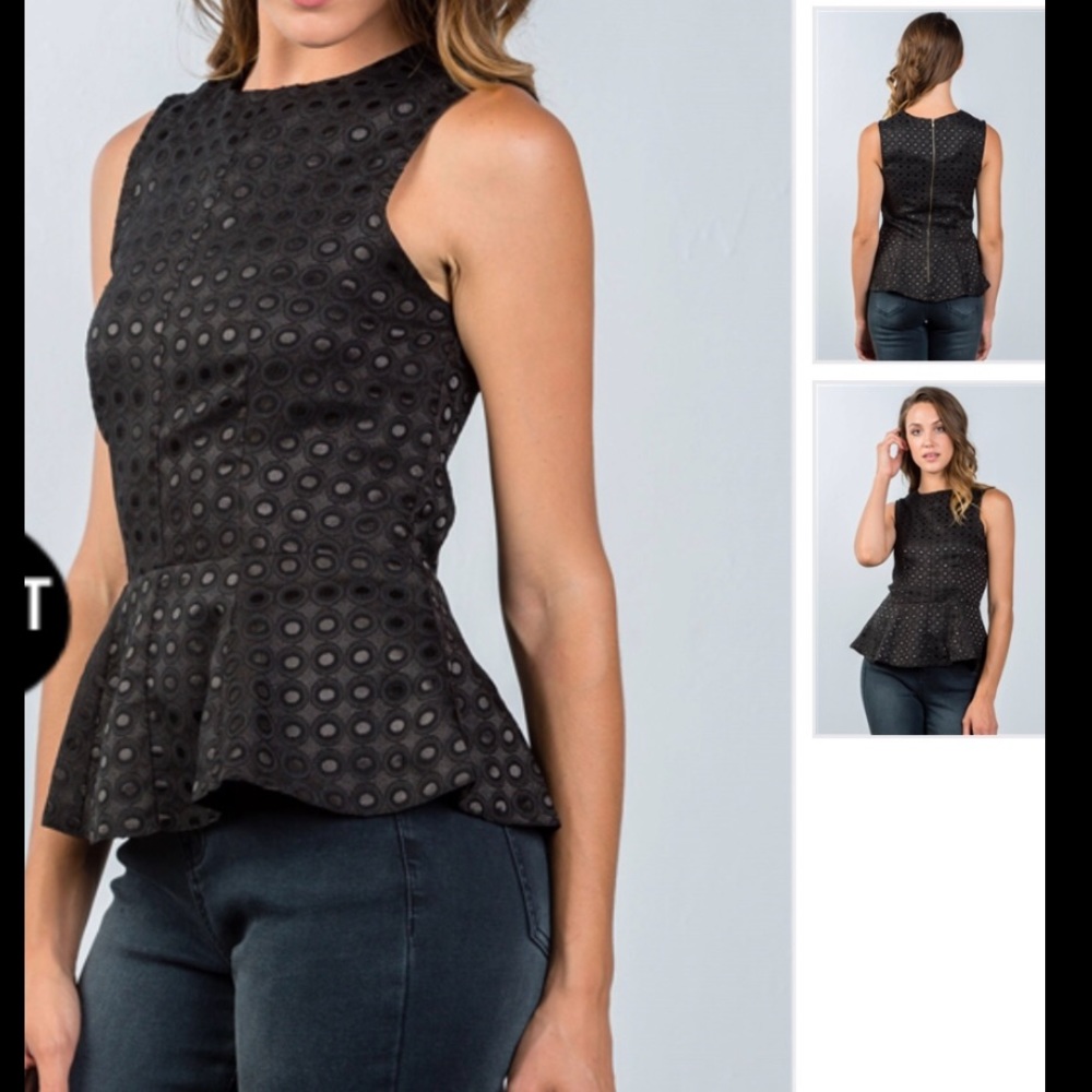 Black Sleeveless Peplum Tank